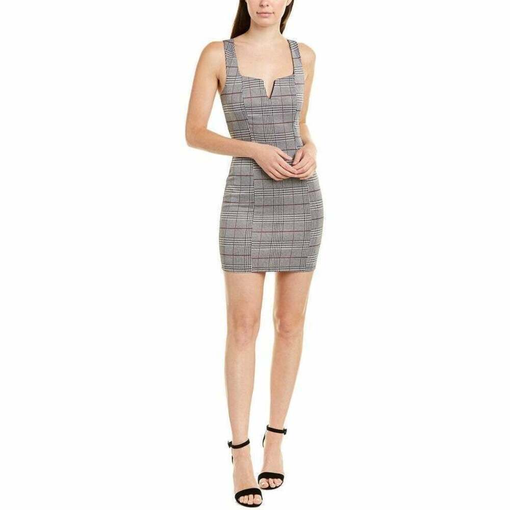 Max & Ash women's Notched Sheath Dress In Houndstooth Plaid Size L $148